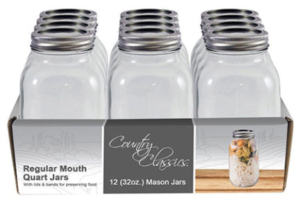 CANNING JARS QT REG MOUTH 12PK