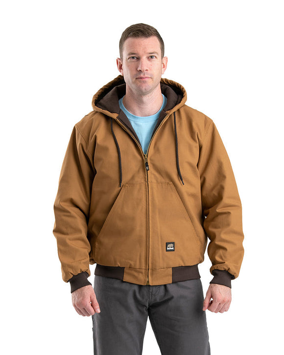 Berne Heritage Duck Hooded Active Work Jacket Large Brown Duck (Large, Brown Duck)