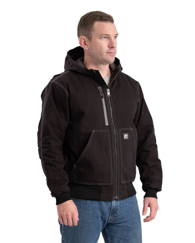 Berne Highland Duck Hooded Active Work Jacket (Medium - Regular, Black)