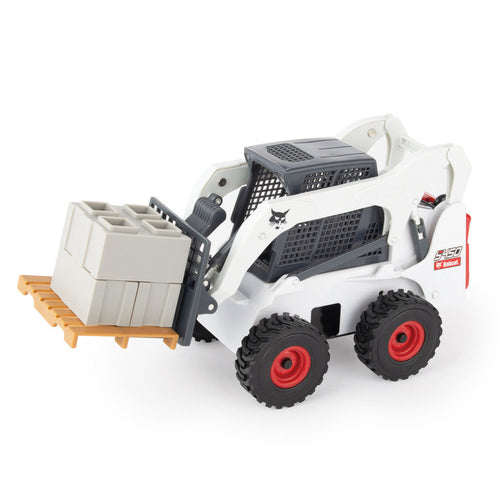 Tomy ERTL 1:16 Big Farm Bobcat Skid Loader Set (4 each of construction cones - barrels and cement blocks - wooden pallet)