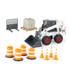 Tomy ERTL 1:16 Big Farm Bobcat Skid Loader Set (4 each of construction cones - barrels and cement blocks - wooden pallet)