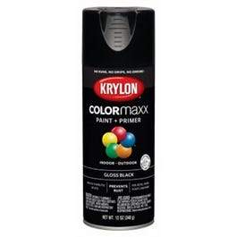 COLORmaxx Spray Paint + Primer, Gloss Black, 12-oz.