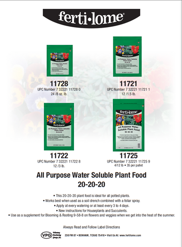 organic water soluble plant fertilizer Voluntary Fertilome All Purpose Water Soluble Plant Food 20-20-20 - Versailles, IN